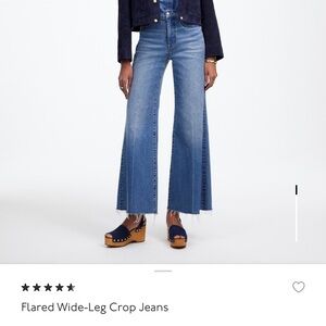 Madewell Blue Flared Wide-Leg Crop Jeans